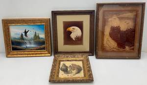 lot 90 image: Misc. Vintage Bald Eagle Framed Items & More