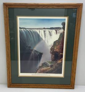 lot 92 image: 1975 framed Behind Glass (Loyal H. Chapman) Golf Print No. 1 Victoria Falls Golg Course 168 Yrds. Par 3 Print 24 12 x 30 12