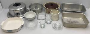 lot 103 image: Misc. Vintage Kitchen Items Including Aluminum Cake Pans & More