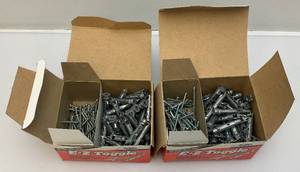 lot 125 image: 2 Boxes Of ITW Buildex 50 Count E-Z Toggle Anchors  (1 Box New, 1 Box Has 46)