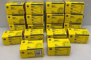 lot 130 image: 18 GE Elliptical Reflector Lamps 75 Watt (NIB)