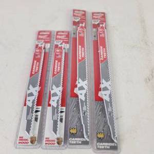 Lot Of Four New Milwaukee Sawzall Blades 2 48-00-5226 And 2 48-00-5227