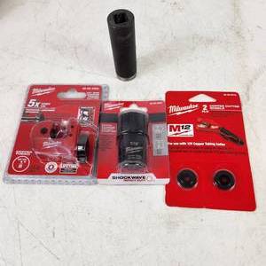 Lot Of Four Milwaukee Items 12 Mini Copper Tubing Cutter Quick Change Impact Adapter Copper Cutter Wheels