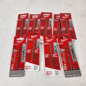 Lot Of Nine New Milwaukee Cobalt Drill Bits 532 48-89-2307