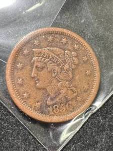 1856 US BRAIDED HAIR LARGE CENT