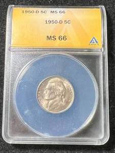 1950-D US JEFFERSON NICKEL ANACS MS66