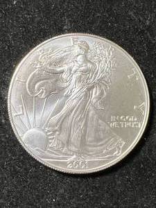 2001 AMERICAN SILVER EAGLE 1 TROY OZ .999 FINE SILVER