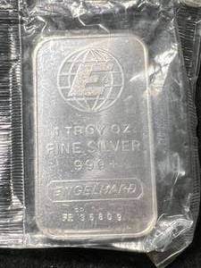 1 TROY OZ .999 FINE SILVER ENGELHARD BAR