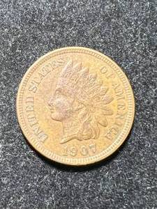 1907 US INDIAN HEAD CENT AU50