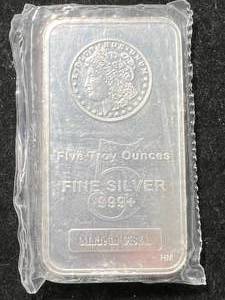 5 TROY OZ .999 FINE SILVER MORGAN DOLLAR BAR