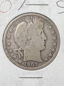 1907-S US BARBER HALF DOLLAR