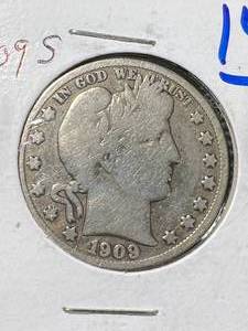 1909-S US BARBER HALF DOLLAR