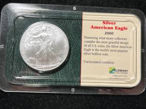 2000 AMERICAN SILVER EAGLE 1 TROY OZ .999 FINE SILVER
