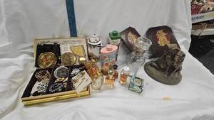 lot 86 image: Vintage Jewelry, Statue, Perfume