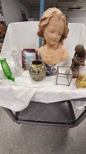 lot 102 image: Vintage Clay Bust, Sculpture, Displa Case