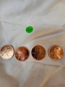 lot 151 image: 4-APMEX 1 oz Copper Wheat Roud Coins