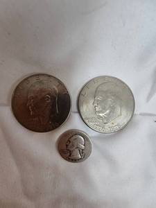 lot 157 image: 1944 Washington, 2-1976 Bicentennial Ike Silver Dollars