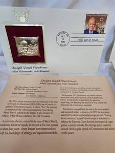 lot 126 image: Eisenhower 24KT Gold Boullion Stamp