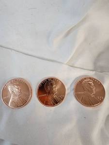 lot 136 image: 3-APMEX 1 oz Copper Wheat Round Coins