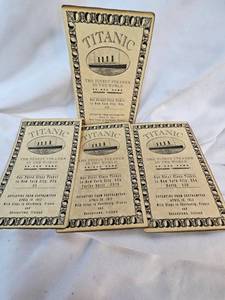 lot 137 image: 4-Authentic Copies of Titanic Tickets
