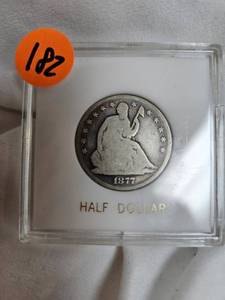lot 182 image: 1877 Seated Liberty Half Dollar