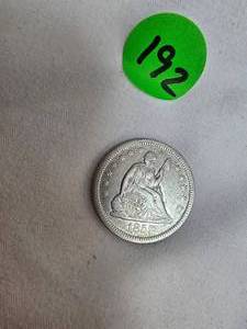 lot 192 image: 1857 Seated Liberty Quarter X.F.