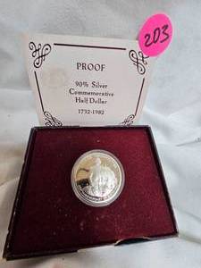 lot 203 image: 1982 Commemorative Silver Washington Proof