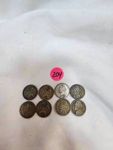 lot 204 image: 8 War Nickels