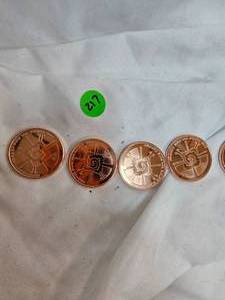 lot 217 image: 5-2012 APMEX Copper Rounds, 1 oz