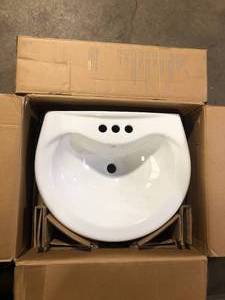Glacier Bay Shelburne 8.2 in. Pedestal Sink Basin in White Vitreous China with Pedestal  Customer Returns See Pictures
