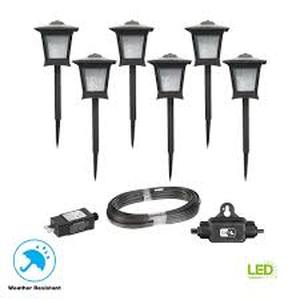 Hampton Bay Miramar 28 Lumen Low Voltage Black Integrated LED Outdoor Landscape Path Light Kit (6-Pack) Customer Returns See Pictures