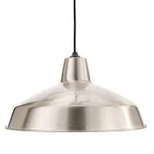 Hampton Bay 1-Light Brushed Nickel Rustic Steel Hanging Barn Light Warehouse Pendant  Customer Returns See Pictures