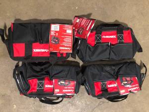 Lot of Husky 12 in 4 Pocket Zippered Tool Bag Customer Returns See Pictures