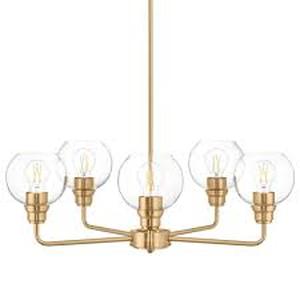 Hampton Bay Florabelle 5-Light Chandelier Gold Clear Globe Glass Shades     Customer Returns See Pictures