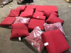 Lot of ARDEN 24 in. x 24 in. 2-Piece Deep Seating Outdoor Lounge Chair Cushion in Ruby Red Leala  Customer Returns See Pictures