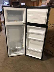 Vissani 7.1 cu. ft. Top Freezer Refrigerator in Stainless Steel Look Damaged  Customer Returns See Pictures