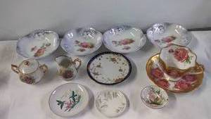 Set of 11 Vintage Porcelain Dishes with Floral and Decorative Designs
