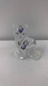 Fenton Glass Cat Figurine Hand Painted by B. Phillips