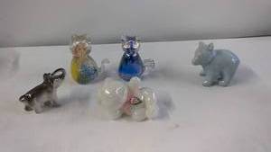 Set of 5 Glass Animal Figurines