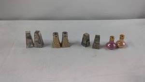 Set of 4 Vintage Salt and Pepper Shakers with Mother of Pearl Inlay