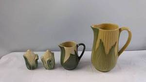 Vintage Shawnee Pottery Corn King Pitchers and Shakers Set