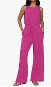 AUTOMET Womens Sleeveless Jumpsuit with Adjustable Waist