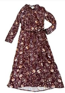 Lucky Brand Womens Wine Floral Maxi Dress
