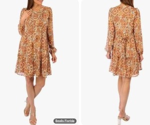 Lucky Brand Womens Floral Print Long Sleeve Buttoned Dress