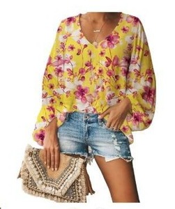 Qearal Womens Floral Print Blouse Size XL