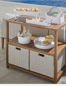 Better Homes & Gardens Davenport Outdoor Steel Console Table with Wicker Baskets
