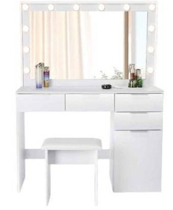 Vanity Table with Mirror and Stool