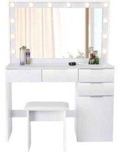 Vanity Table with Mirror and Stool