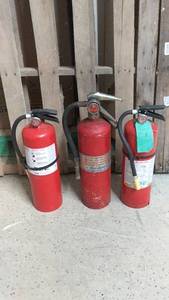 Set of 3 Used Fire Extinguishers with Pressure Gauges