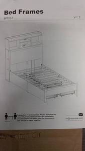 Rolastar Twin Bed Frame with Built-In Bookcase Headboard-Black